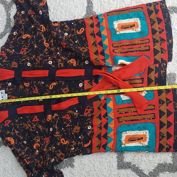 A.K.F. Vintage Geometric Jacket Blazer with Tie Front Size Fits Med- Large - Picture 5 of 5